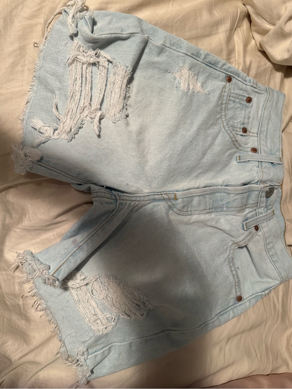 Levi's Light Blue Distressed Denim Cutoff Shorts
